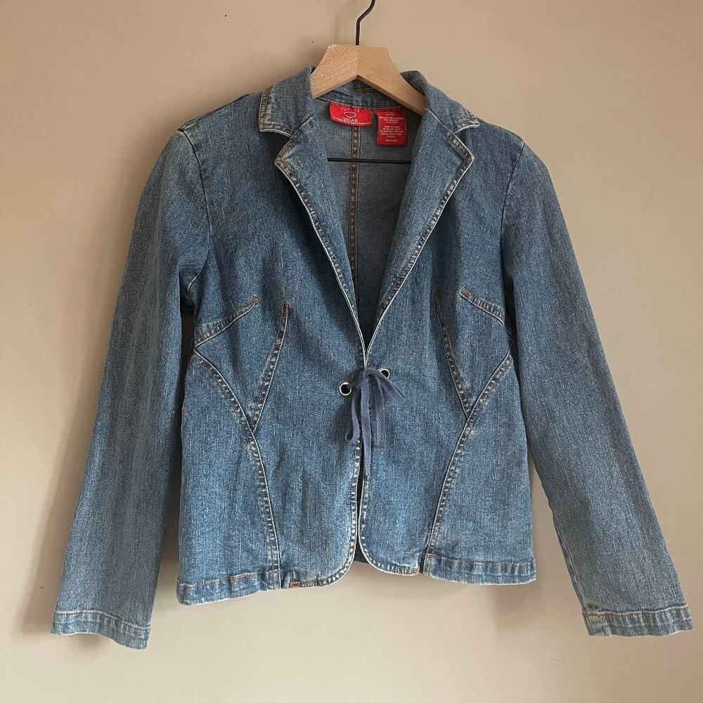 Vintage Oscar by Oscar De La Renta Company Jean Jacket Blazer with Tie Closure